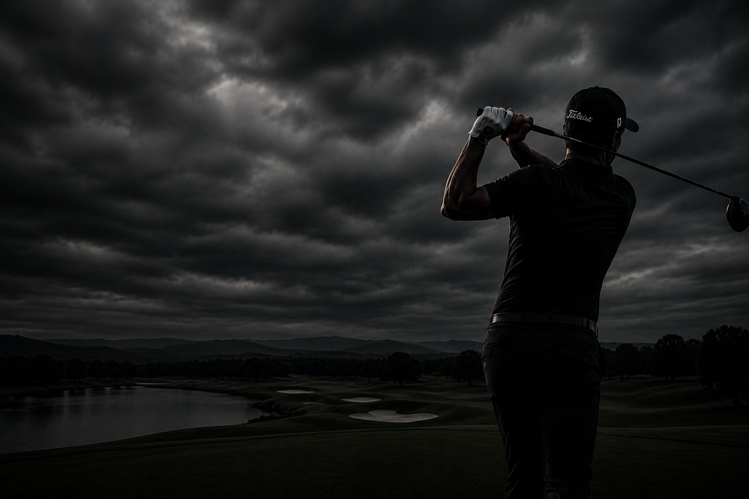 Golfer training with resistance bands for swing speed