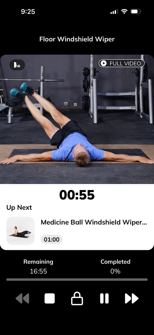The Golf Fitness App workout screen on mobile phone